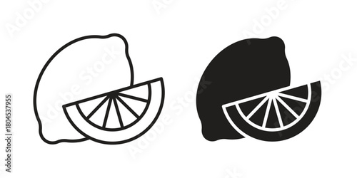 Lemon icon symbol. Illustration for web and mobile app. Line and solid style