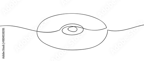 DVD disc in one continuous line simple linear style. Editable stroke.