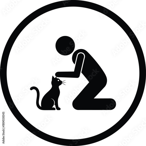 Cat care symbol pet adoption feline friend animal lover pet owner sign eps silhouette