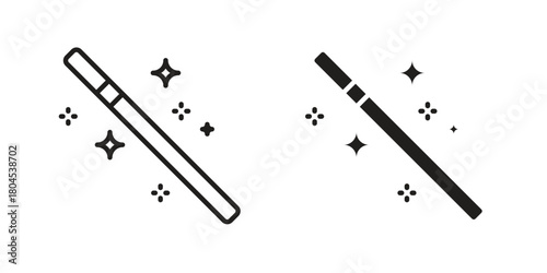 Magic wand icon symbol. Illustration for web and mobile app. Line and solid style