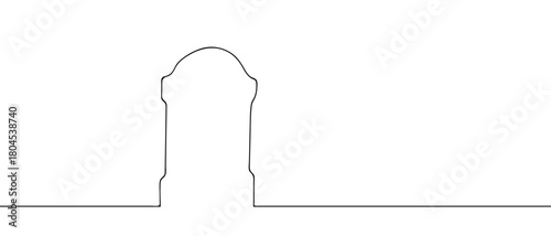 Gravestone in one continuous line simple linear style. Editable stroke.