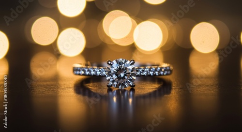 Diamond ring with bokeh lights