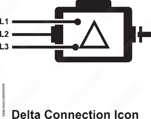Delta Connected Motor Icon – Three Phase Delta Wiring Vector