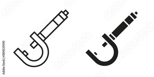 Micrometer icon symbol. Illustration for web and mobile app. Line and solid style