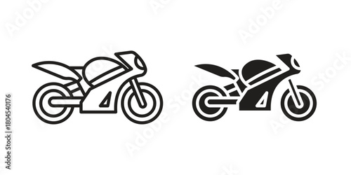 Motorcycle icon symbol. Illustration for web and mobile app. Line and solid style
