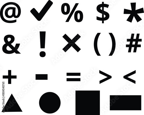 Black and white assortment of mathematical symbols and common signs vector illustration .eps
