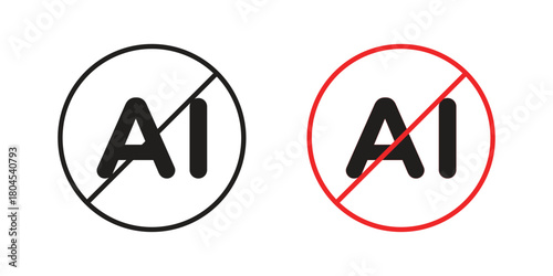 No ai sign icon symbol. Illustration for web and mobile app. Line and solid style