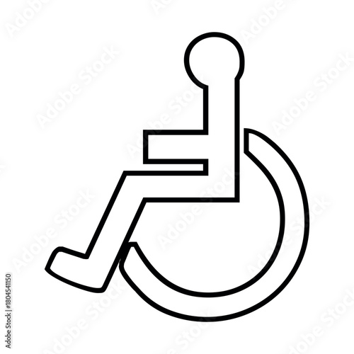 A simple black and white line drawing of the international symbol of access for disability access