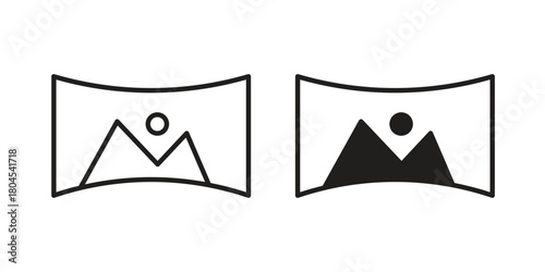 Panoramic icon symbol. Illustration for web and mobile app. Line and solid style