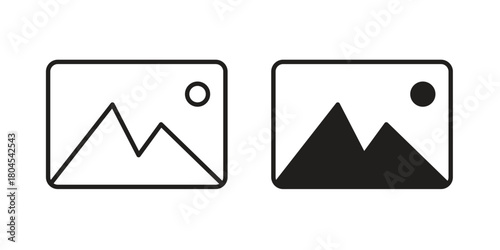Picture icon symbol. Illustration for web and mobile app. Line and solid style