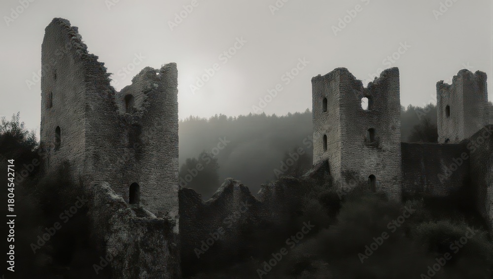 Fototapeta premium Eerie Ruins - A Glimpse into a Forgotten Past.
