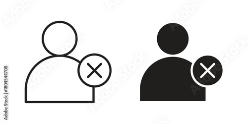 Remove user icon symbol. Illustration for web and mobile app. Line and solid style