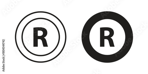 Registered icon symbol. Illustration for web and mobile app. Line and solid style