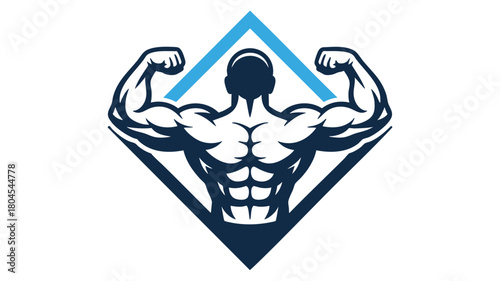 Strong bodybuilder gym logo icon