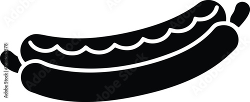 Isolated hot dog silhouette. Frankfurter sandwich vector graphic.
