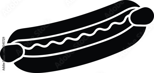Isolated hot dog silhouette. Frankfurter sandwich vector graphic.