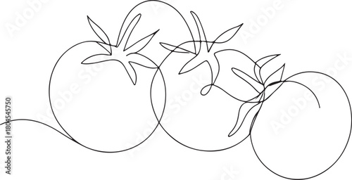 Simple black and white illustration of a tomato