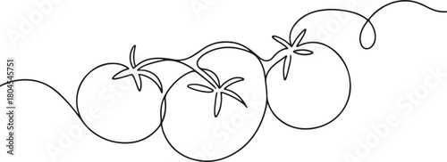 Simple black and white illustration of a tomato