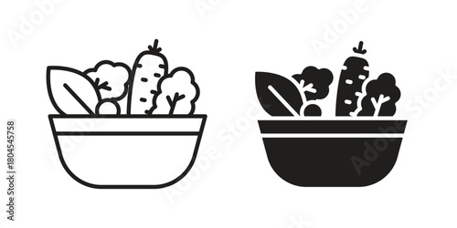 Salad icon symbol. Illustration for web and mobile app. Line and solid style