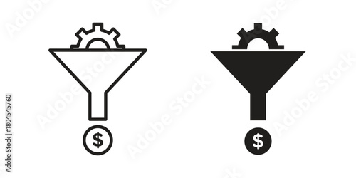 Sales funnel icon symbol. Illustration for web and mobile app. Line and solid style