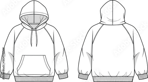 Vector fashion illustration: cartoon sketch design template of a standing man, woman, and man in a jacket