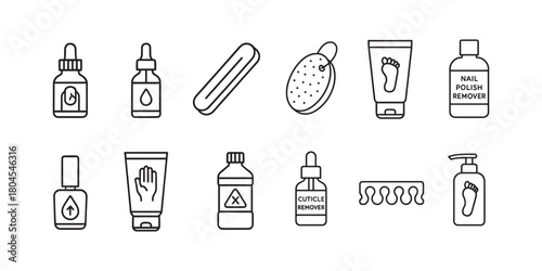 Pedicure and Cuticle Care Line Icon Collection