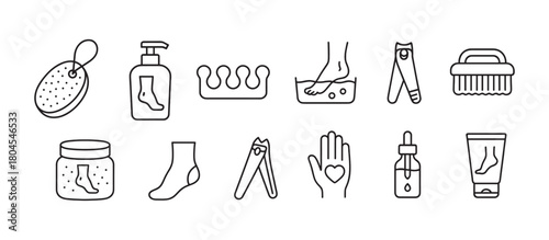 Pedicure and Hand Care Line Icons