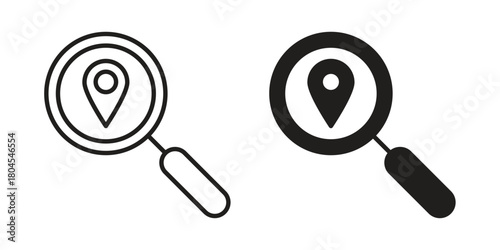Search Location icon symbol. Illustration for web and mobile app. Line and solid style
