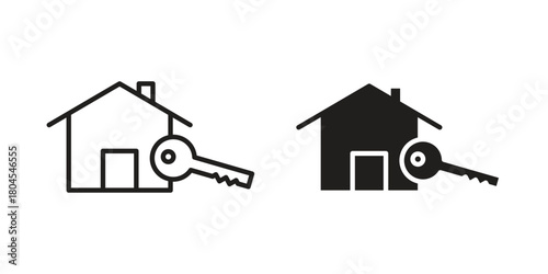Selling or rent home icon symbol. Illustration for web and mobile app. Line and solid style