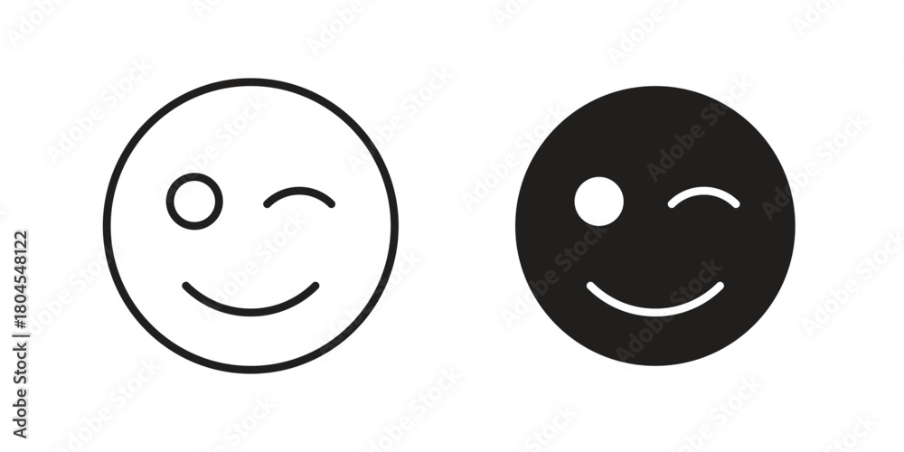 Fototapeta premium Smile wink icon symbol. Illustration for web and mobile app. Line and solid style