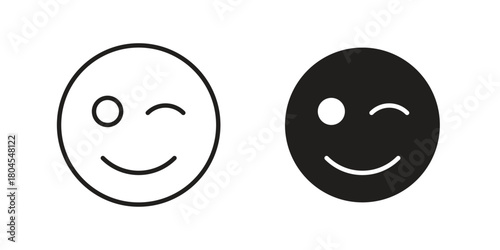 Smile wink icon symbol. Illustration for web and mobile app. Line and solid style