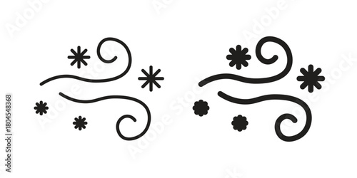 Snow blowing icon symbol. Illustration for web and mobile app. Line and solid style