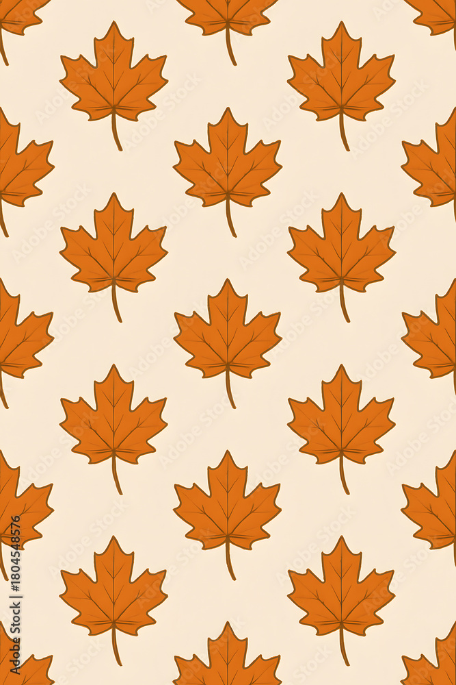 Autumn Maple Leaf Pattern Seamless Background.