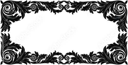 Ornate floral vector frame design for invitations and graphic projects eps silhouette