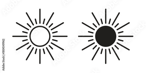 Sun icon symbol. Illustration for web and mobile app. Line and solid style