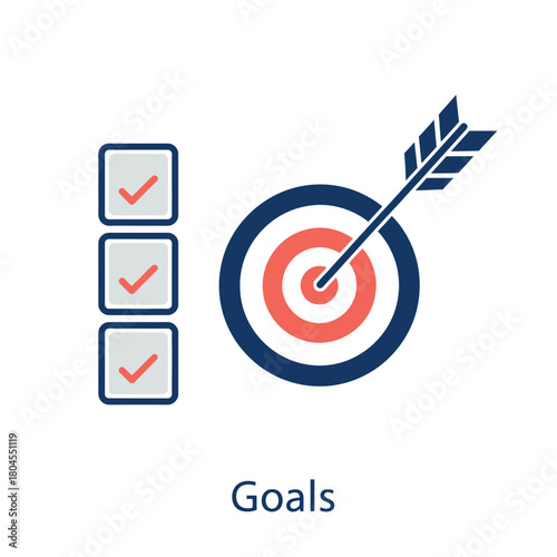 Vector illustration of target with arrow and checklist