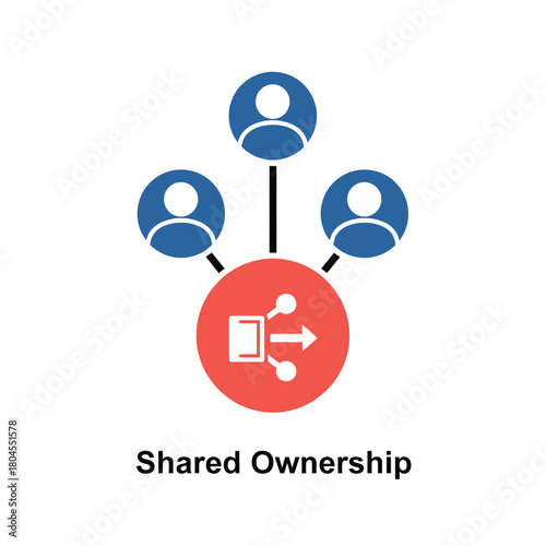 Vector illustration of shared ownership concept with people icons connected to a central hub