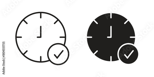 Time check icon symbol. Illustration for web and mobile app. Line and solid style