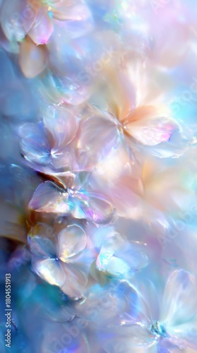 Delicate Blooms in Pastel Hues: An ethereal composition showcases intricate flower petals, rendered in soft pastel shades, exuding a sense of tranquility and delicate beauty. 