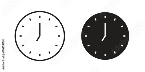 Time clock icon symbol. Illustration for web and mobile app. Line and solid style