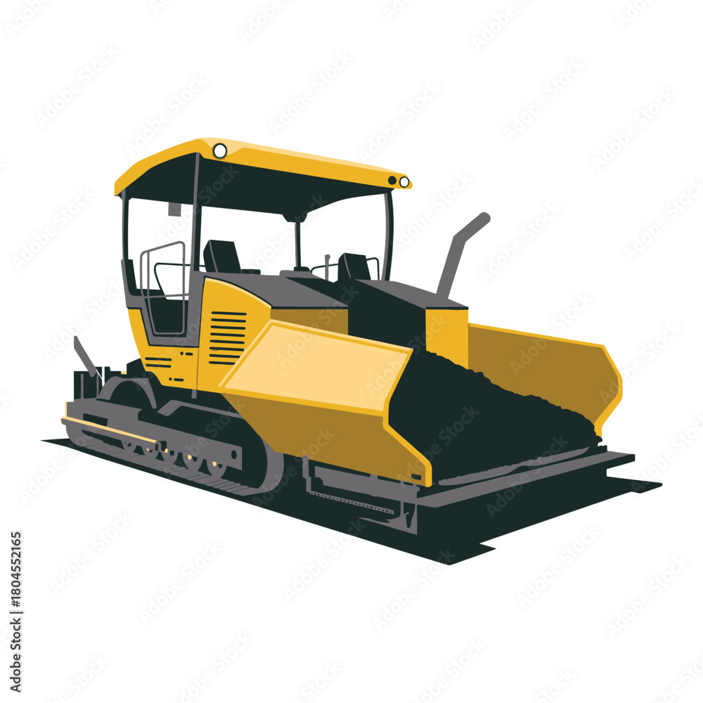 Obraz premium A paver machine laying asphalt, clean design, transparent background.