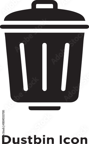Flat Dustbin Icon - Trash Can Vector Symbol for Deletion and Waste Management