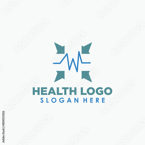 digital health logo design template, medical icon design concept