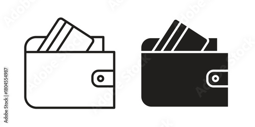 Wallet icon symbol. Illustration for web and mobile app. Line and solid style