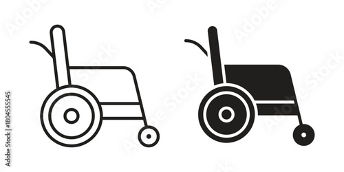 Wheelchair icon symbol. Illustration for web and mobile app. Line and solid style