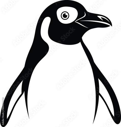 Penguin illustration black and white vector image bird antarctic animal eps silhouette