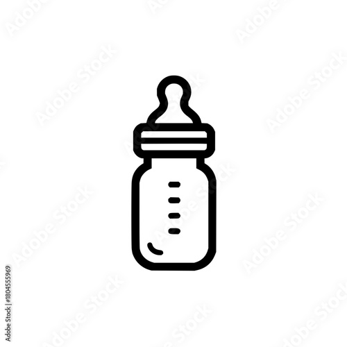 Baby bottle icon vector illustration, feeding bottle for newborn, baby milk bottle, baby care product, infant