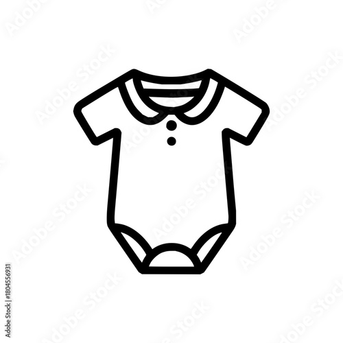 Baby bodysuit outline vector, infant onesie clothing apparel icon, newborn romper garment design element vector