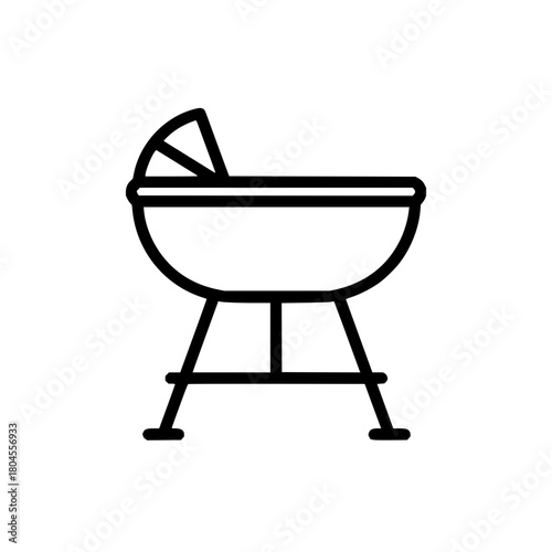 Outdoor bbq grill vector icon for summer grilling party and backyard cooking equipment illustration design element