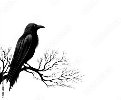 Black bird isolated on white